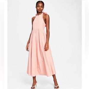 En Saison Farah Midi Dress Open Back Halter Tie Neckline Pink Lined